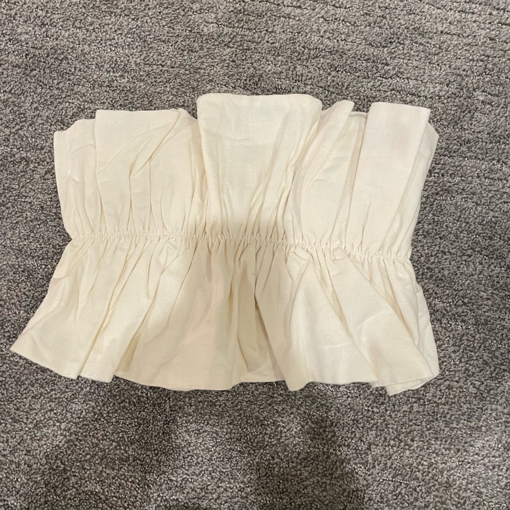 Cream Strapless Crop Top